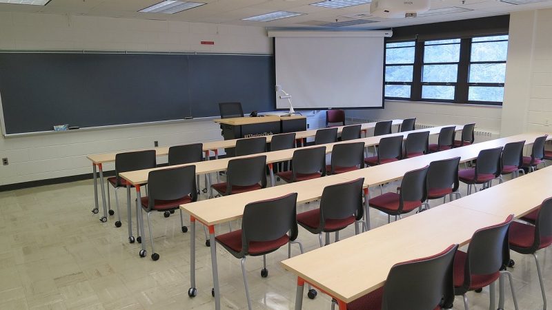 A view of one of our classrooms on Virginia Tech's campus, Wallace Hall Room 244.