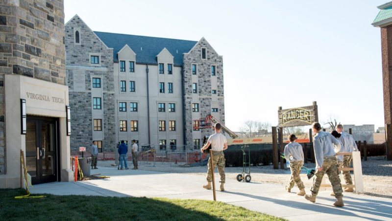 Cadets outside Pearson Hall